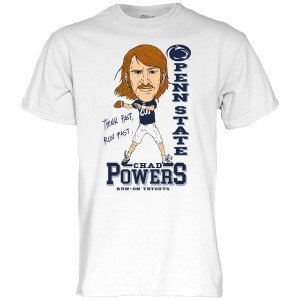 white short sleeve t-shirt with Penn State Chad Powers Run-on Tryouts